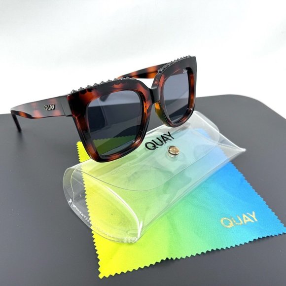 Quay Sunglasses Icy 126 Studded Tortoise Square Discontinued Model main image 11